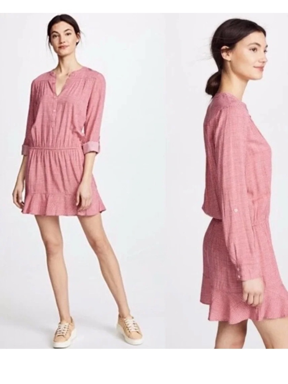 Joie Acey Dress Size S Western Red & White Rayon Ruffle M
